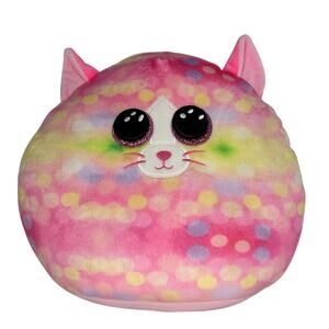 Ty Squish-A-Boos Sonny Cat Plush 14 Inch Pink Pastel Sparkle 2022